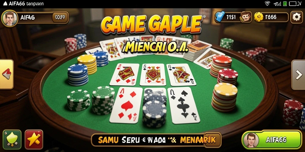 Screenshot gameplay AIFA66 menunjukkan suasana seru bermain Gaple.