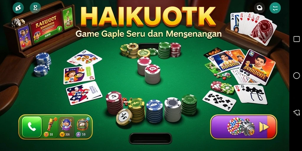 Tampilan gameplay HAIKUOTK yang seru dengan tampilan meja Gaple.