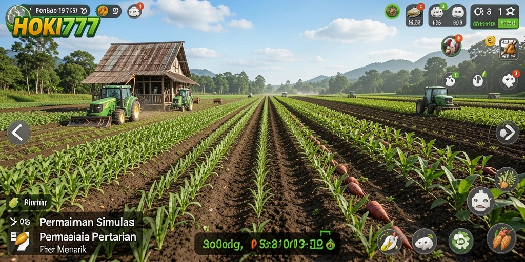 Tampilan gameplay HOKI777 yang menampilkan keseruan bertani.
