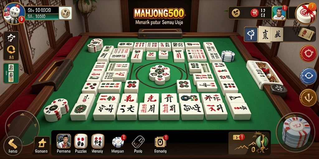Tampilan gameplay <strong>MAHJONG500</strong> yang menantang dan menyenangkan.