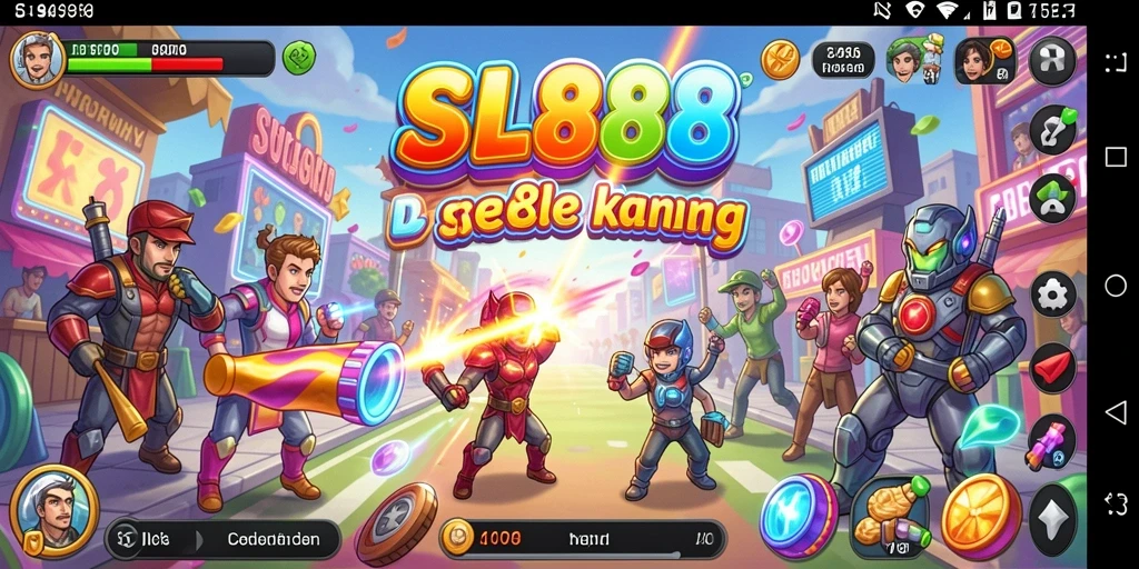 Screeshot gameplay SL888 menampilkan aksi seru dan lingkungan yang penuh warna.